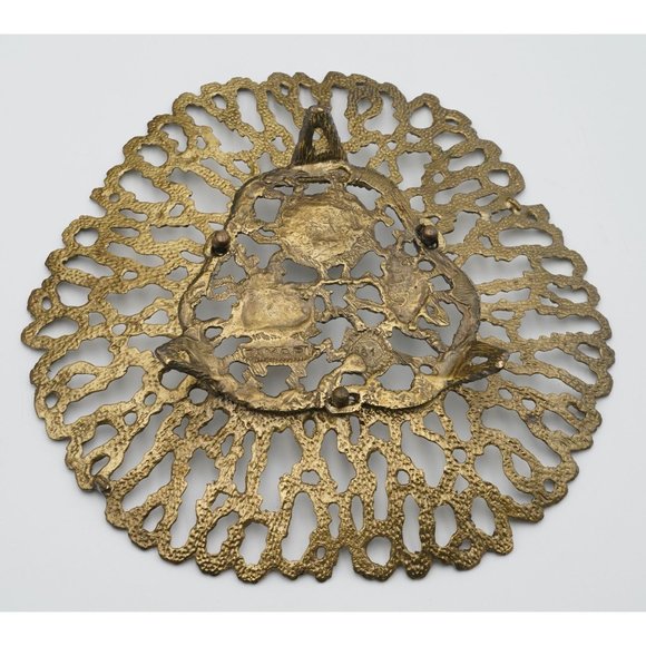 Vintage Tamar 1981 Brass Ornate Footed Fruit Serving Tray, Jerusalem Judaica - Picture 5 of 7